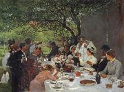 Albert Auguste Fourie The wedding meal in Yport oil painting artist